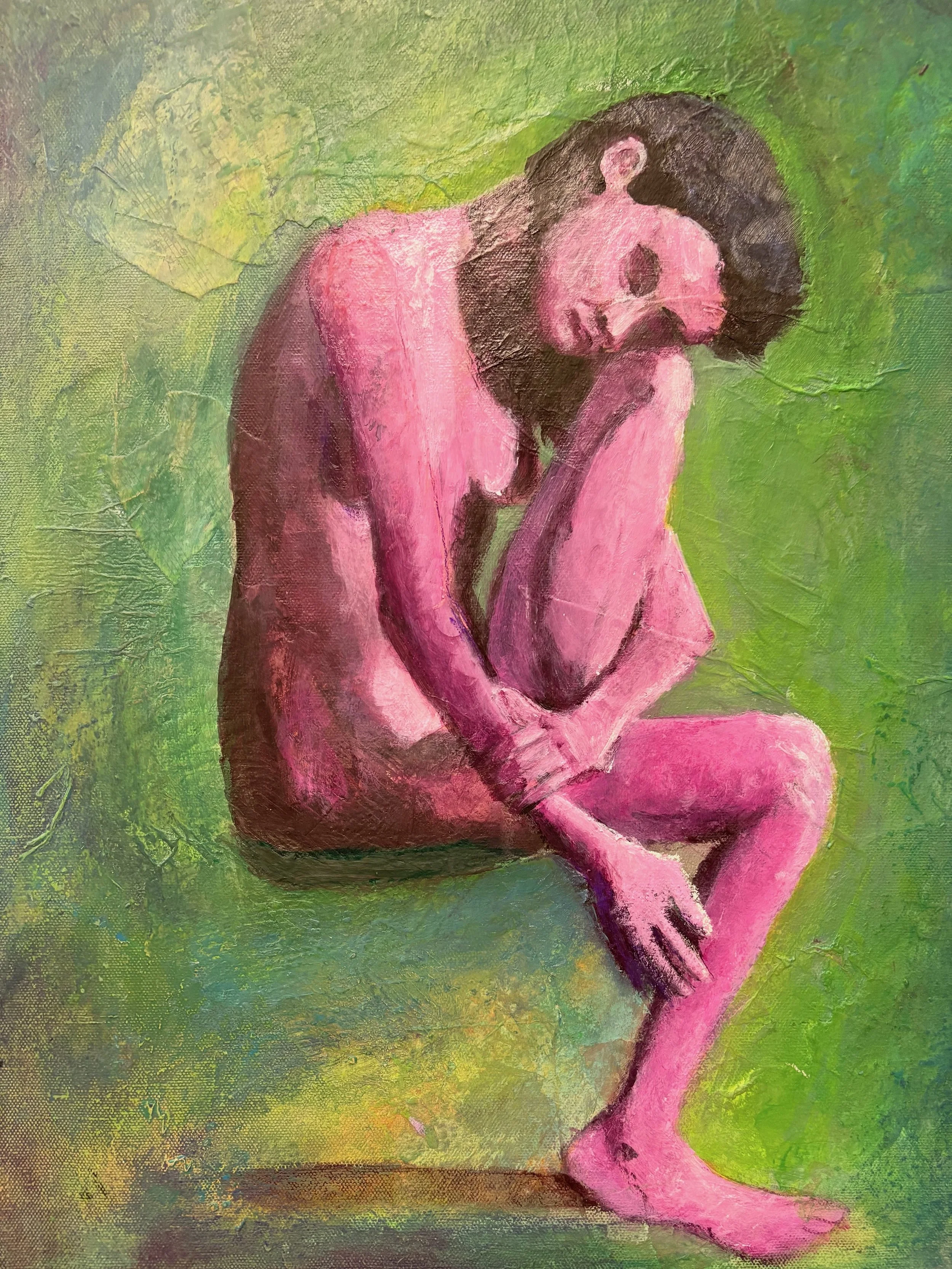 deeply disturbed 18 x 24 
mixed media