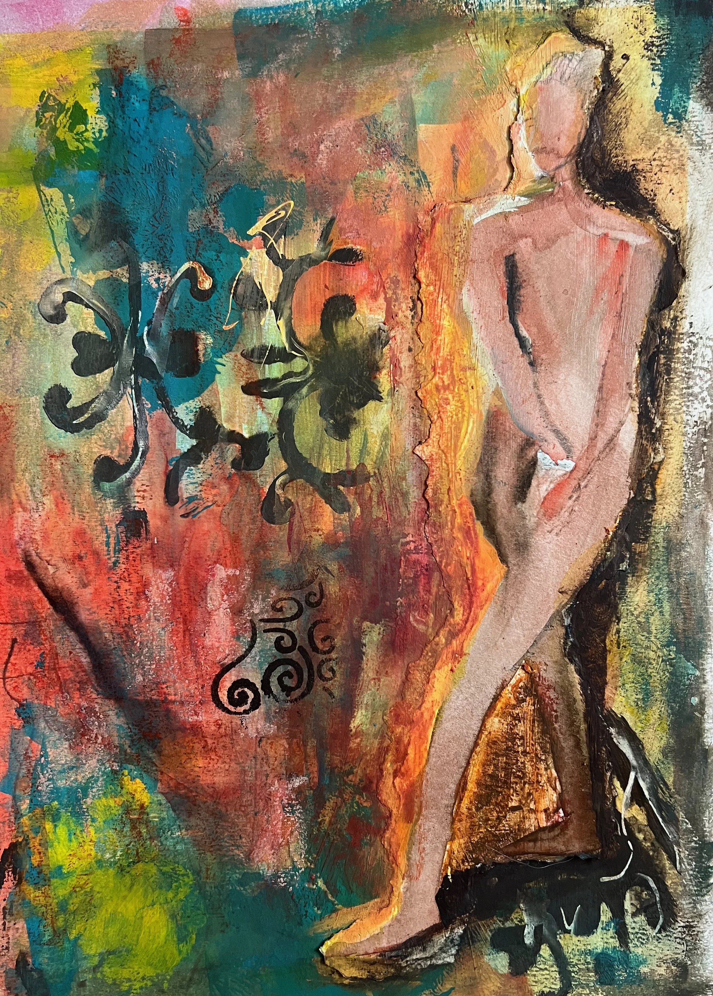 Stepping out mixed media on paper
