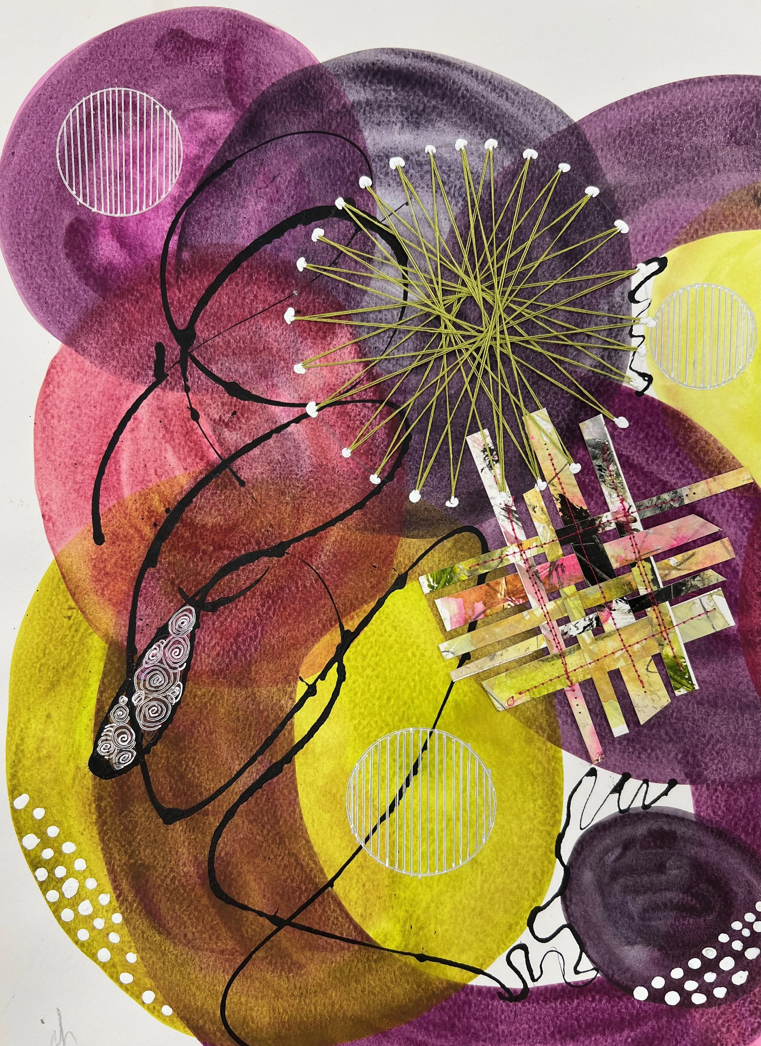 Star Weaving watercoolor, ink and embroidery on paper 12 x 18 $150