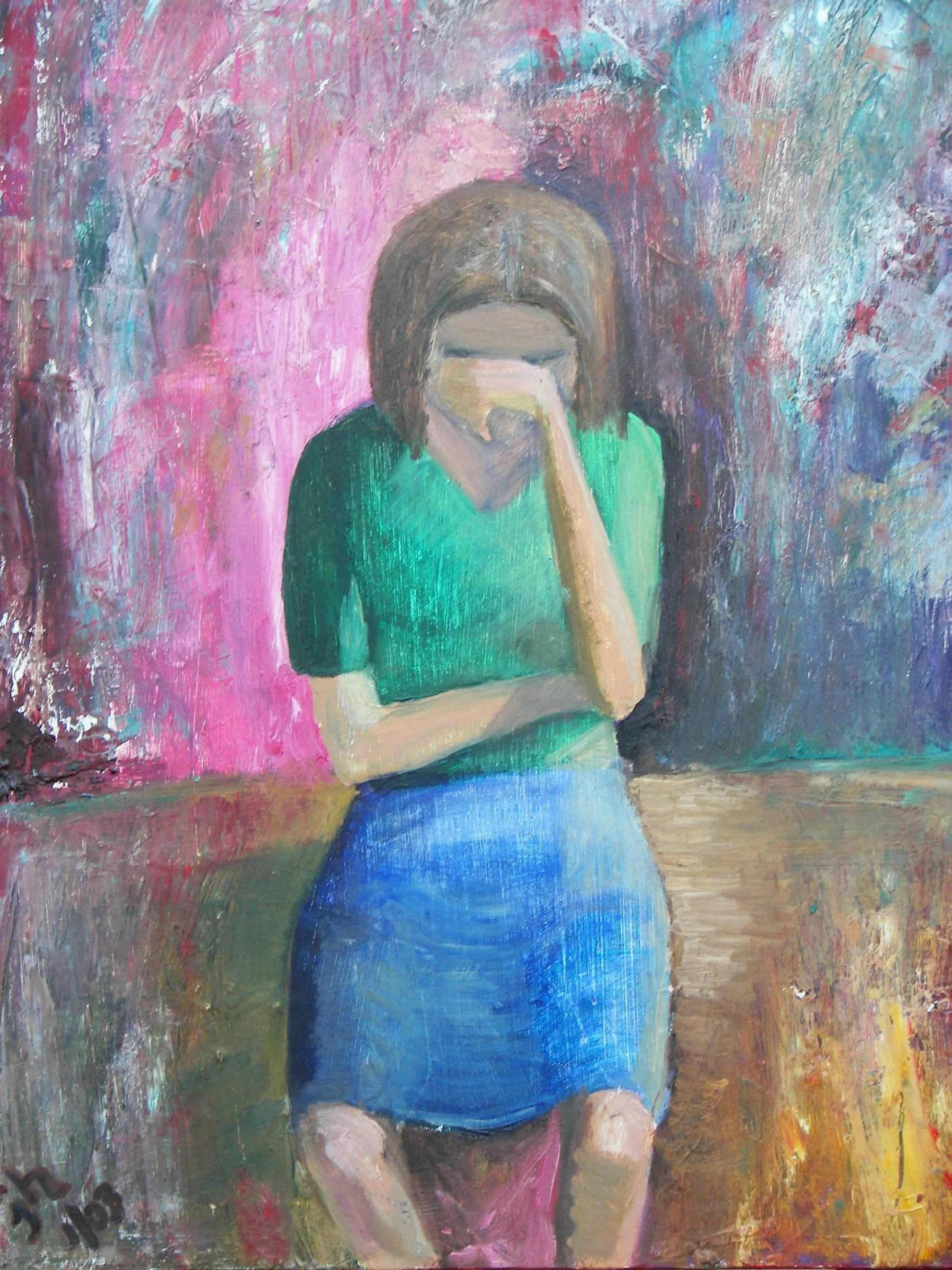 Sit up straight, Jane  18 x 24 oil on canvas $250