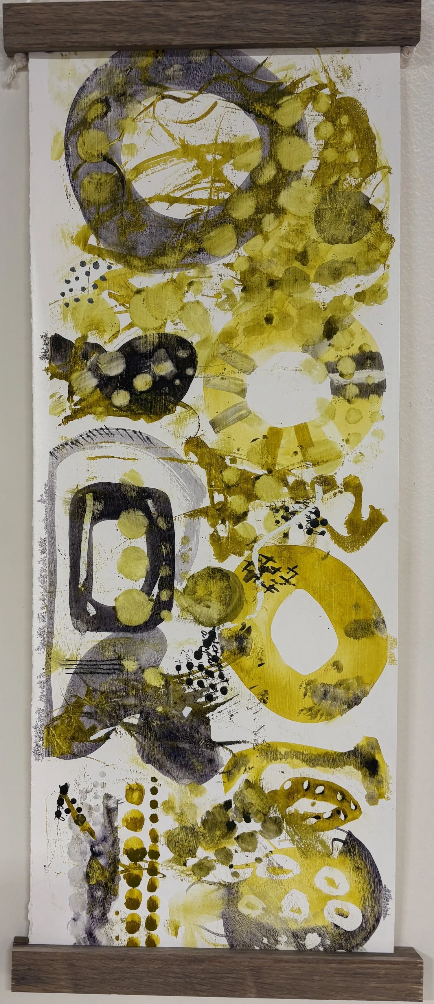 Circular scroll 10 x 24 acrylic ink on paper $95 (framed)
