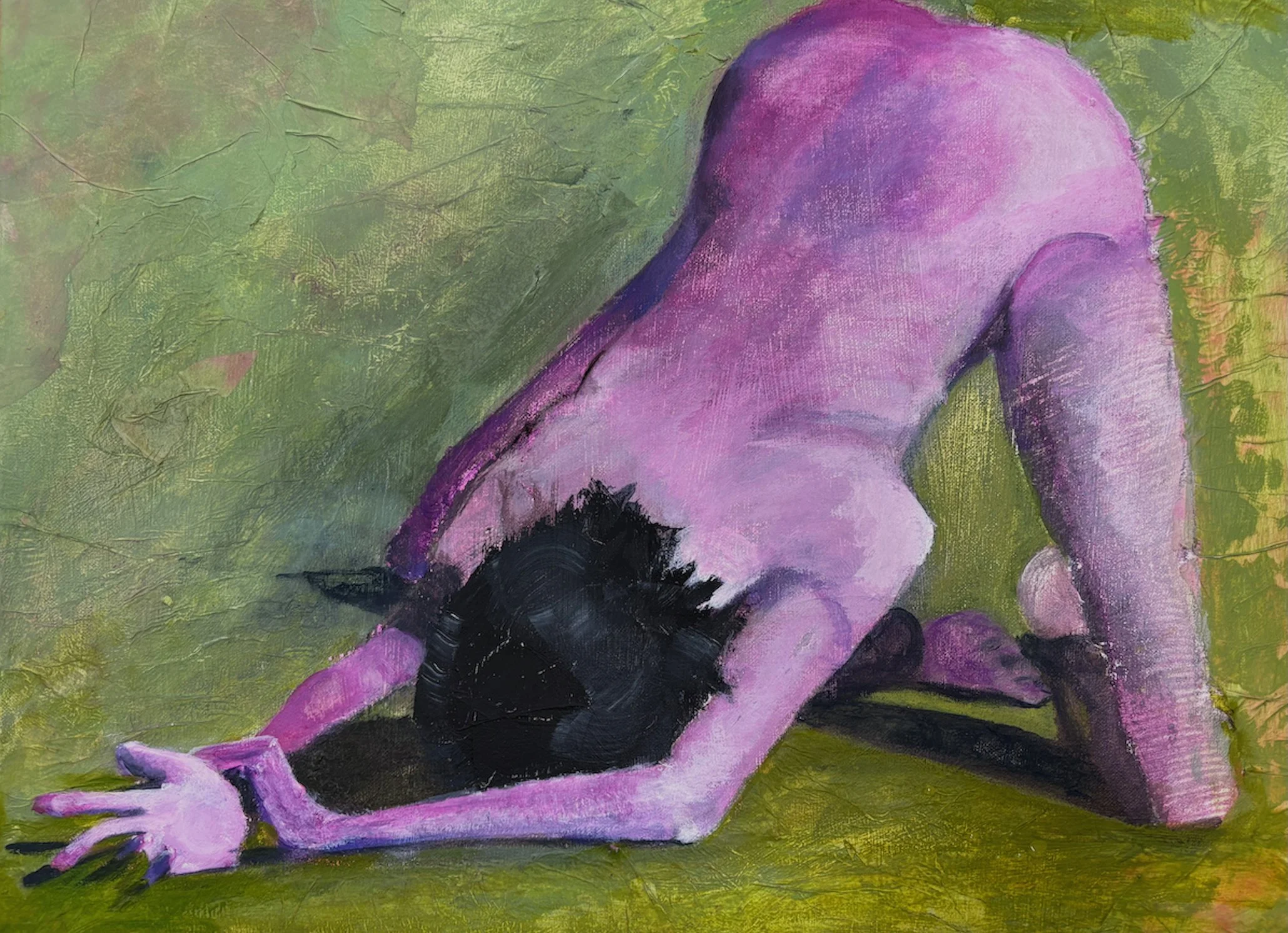 On her knees 18 x 24 oil 
mixed media