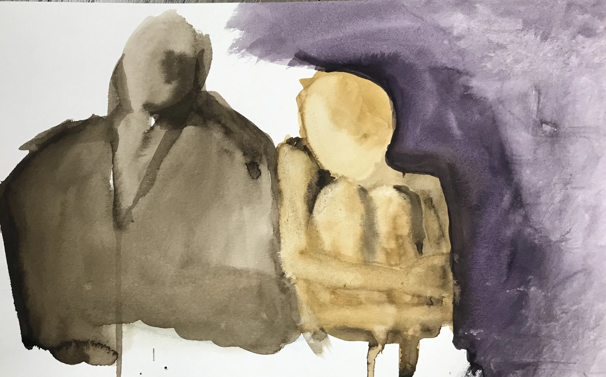 [un] mothered  15.5 x 18.5 framed watercolor on paper