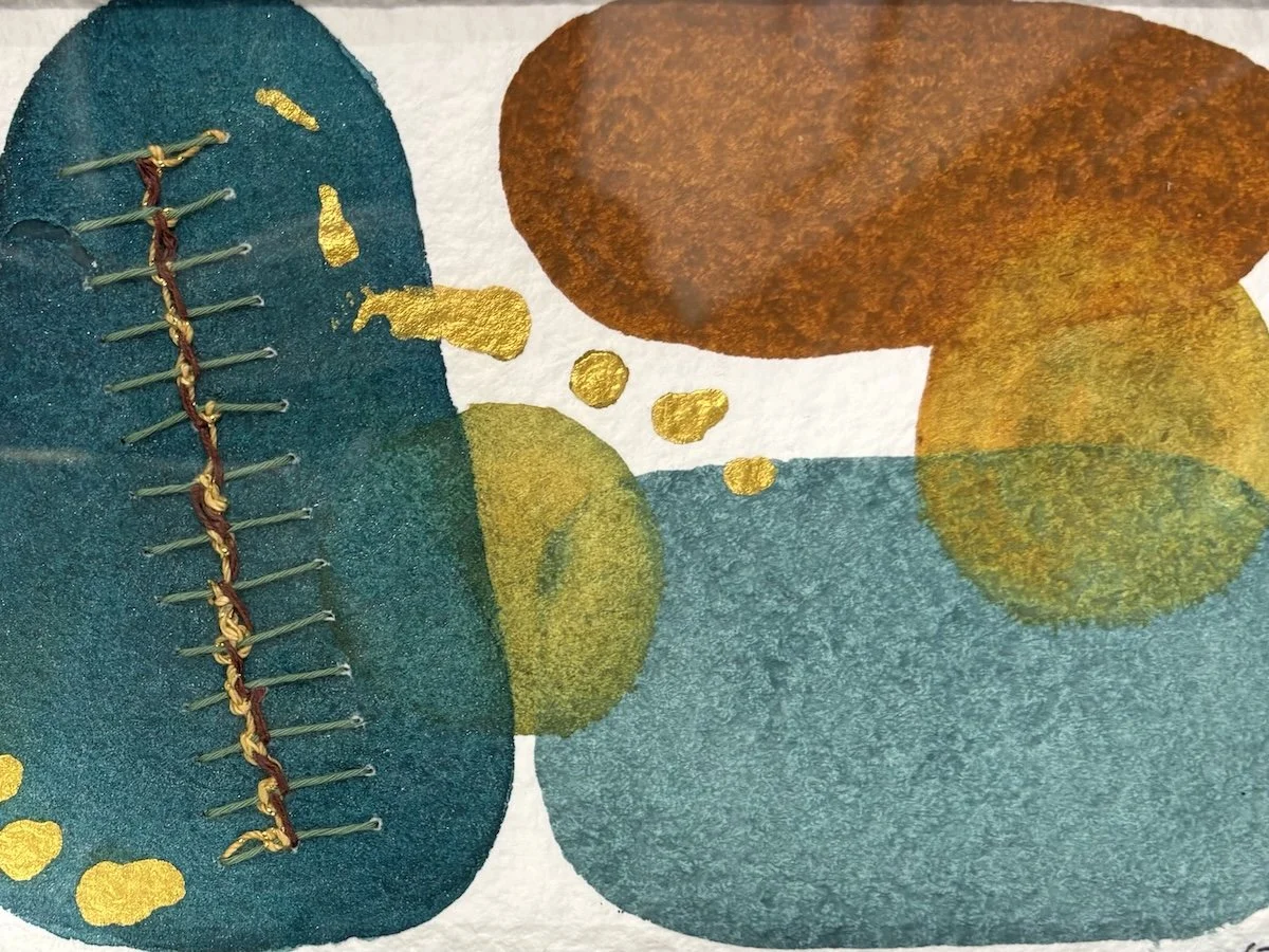 walking the line  watercolor, ink, and embroidery on paper 5 x 7 $45