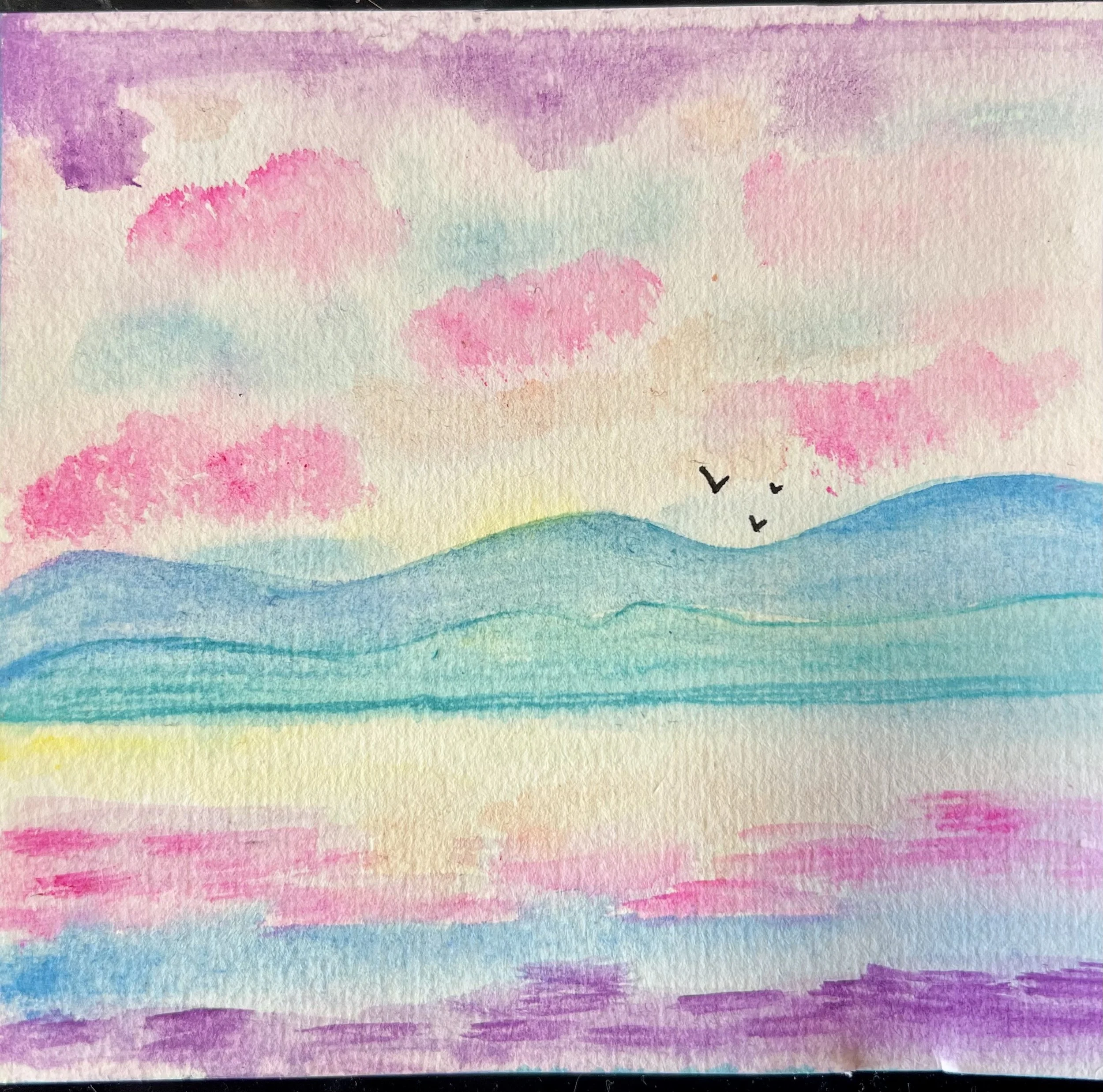 Loch Fleet Sunset Watercolour