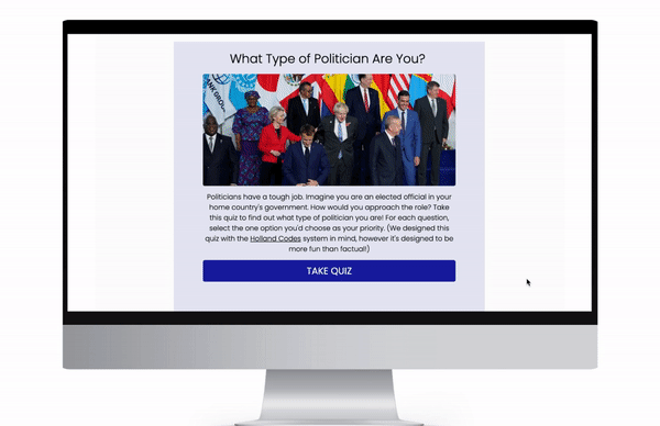 GIF shows preview of our quiz "What Type of Politician Are You?"