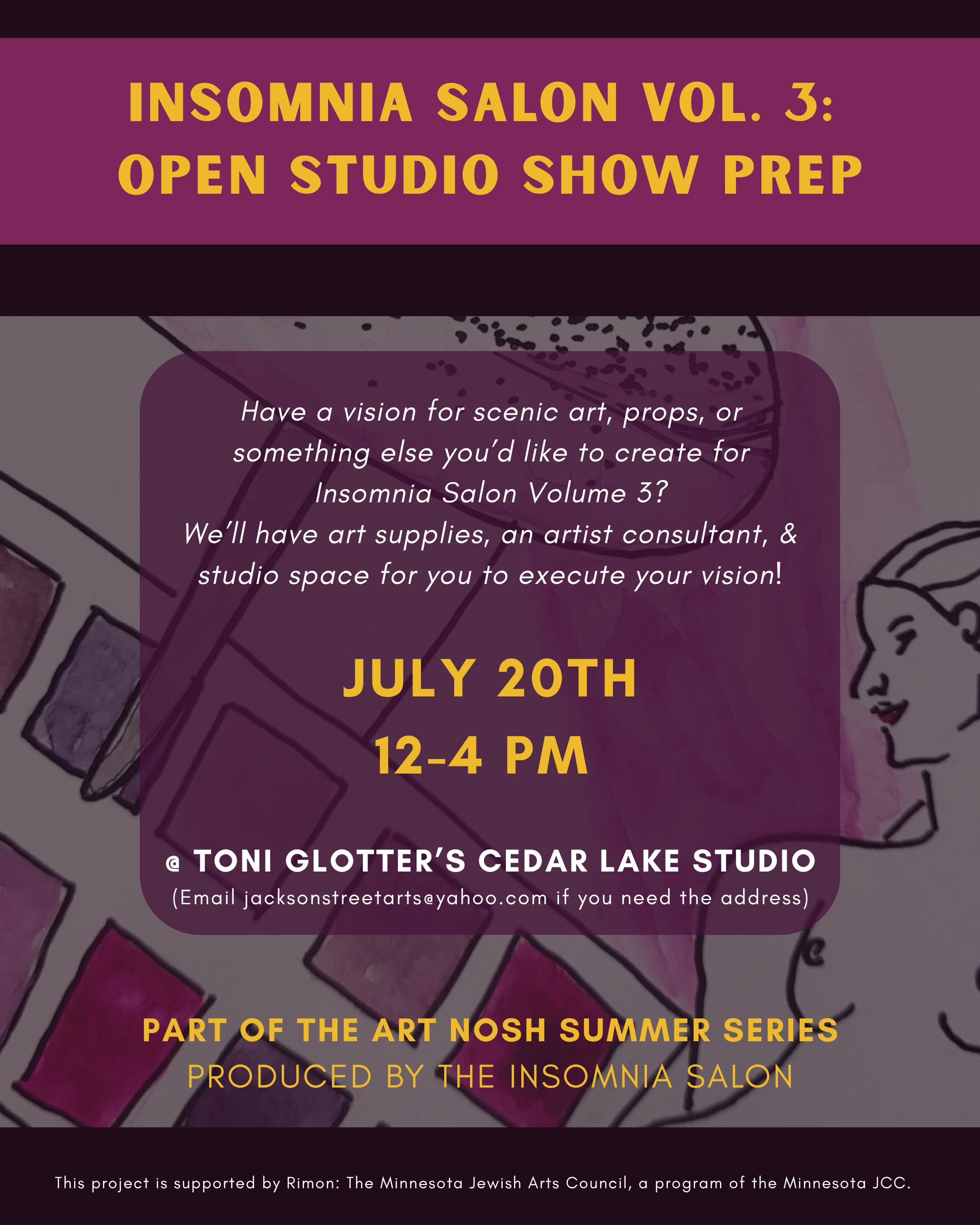 July 20 Art Nosh Open Studio 12-4pm