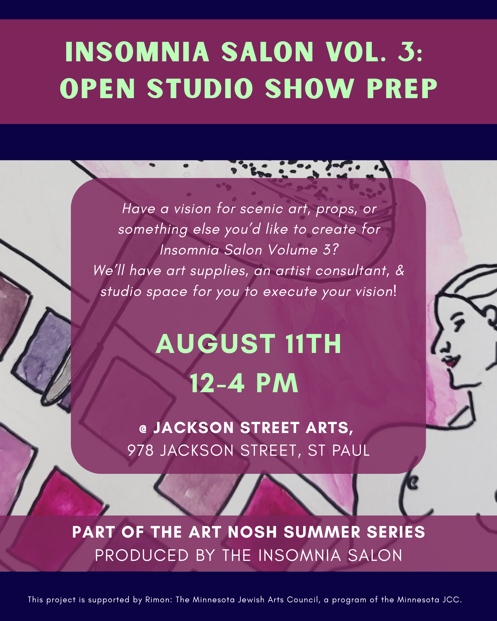 Aug 11 Art Nosh Open Studio 12-4pm
