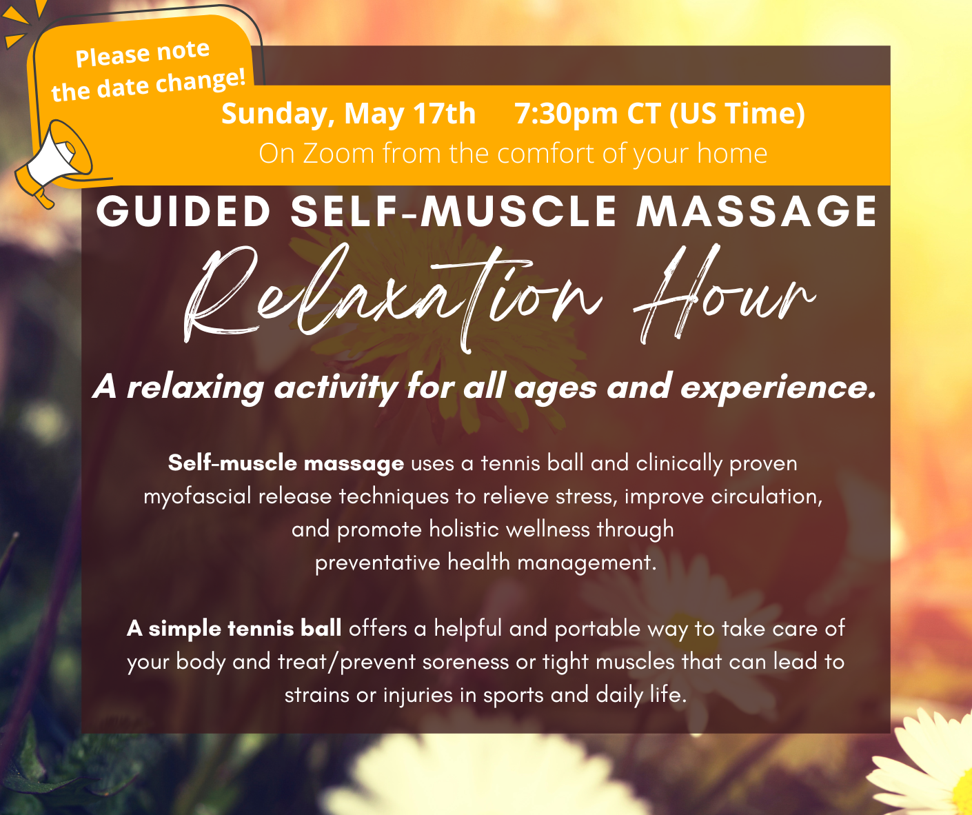 May Muscle Massage: May 17th via Zoom