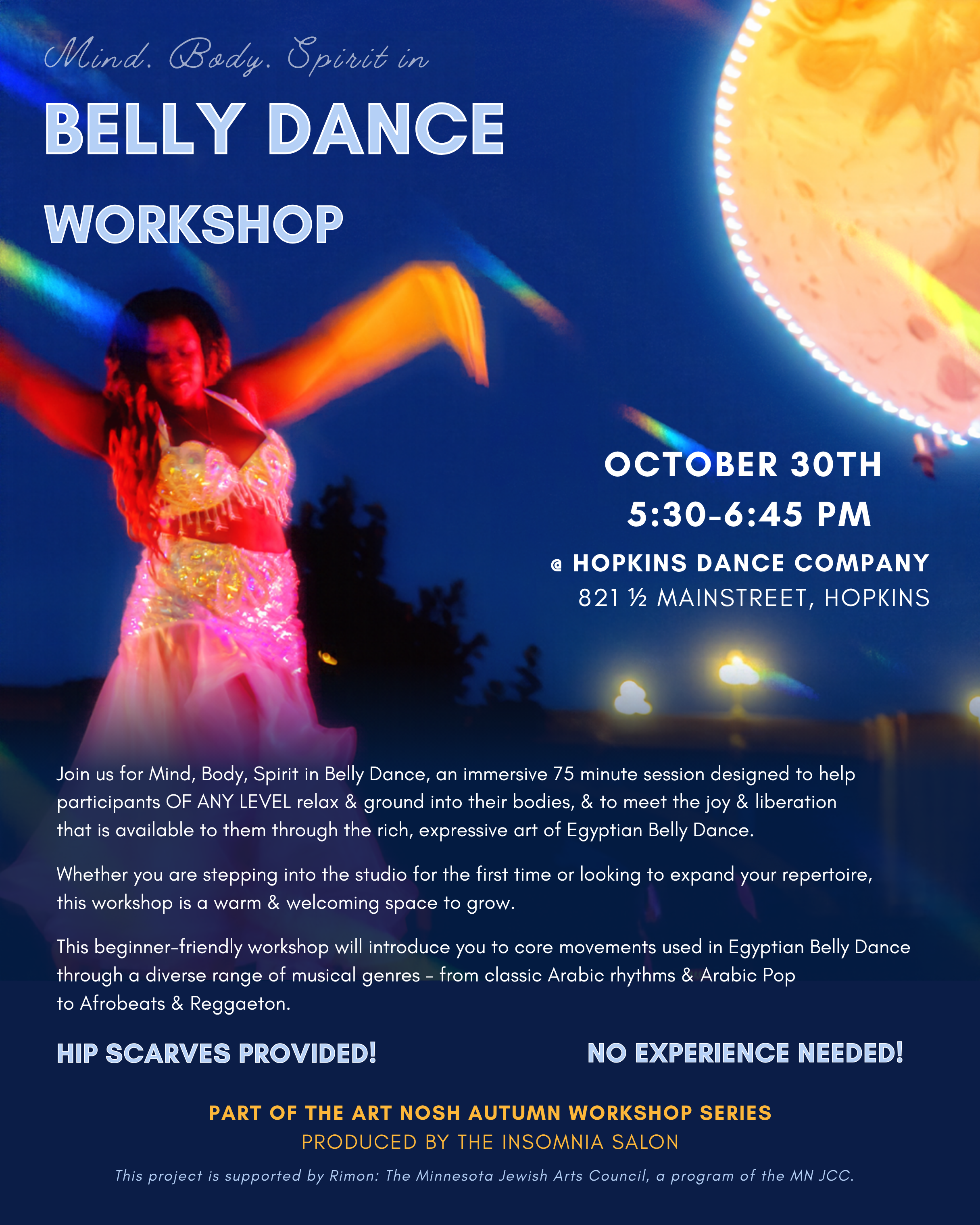 Art Nosh Workshop Oct 30th 5:30pm Belly Dance