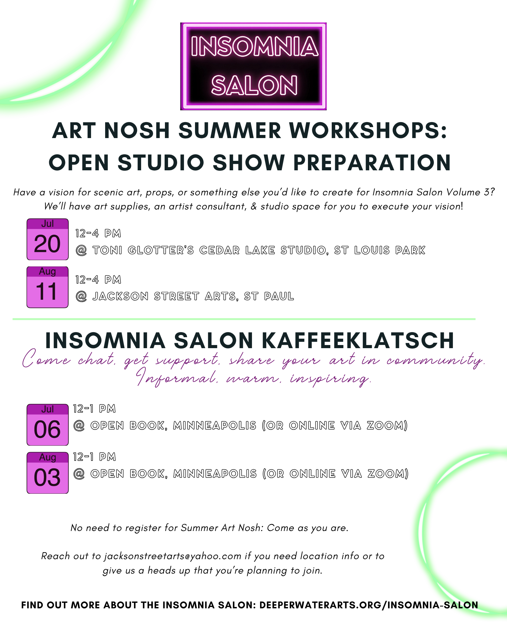 Summer Art Nosh Series July through Aug
