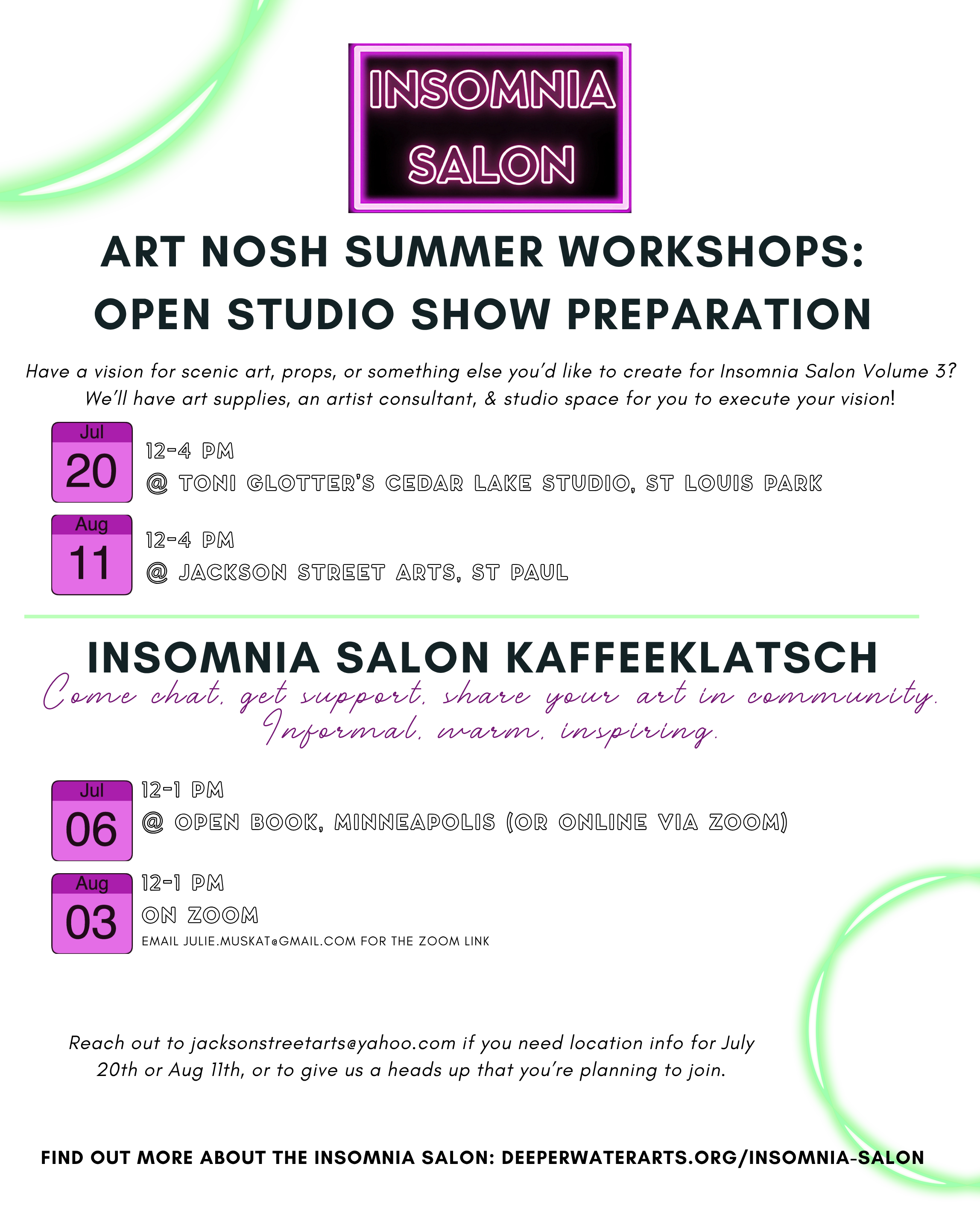 Summer Art Nosh Series July through Aug
