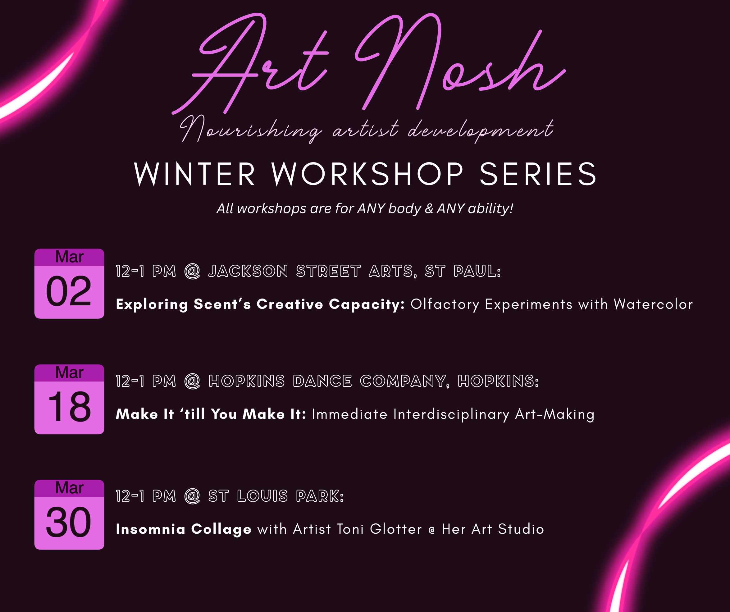 Art Nosh Winter Workshop Series: March
