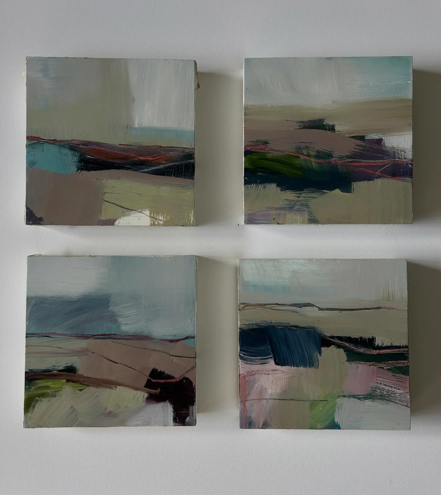 Some little landscape studies that I&rsquo;ve been working on. ( I posted on my story last night but that was a photo in the studio and the lighting is terrible ) started around 18 months ago and then decided to put them to one side and I just picked