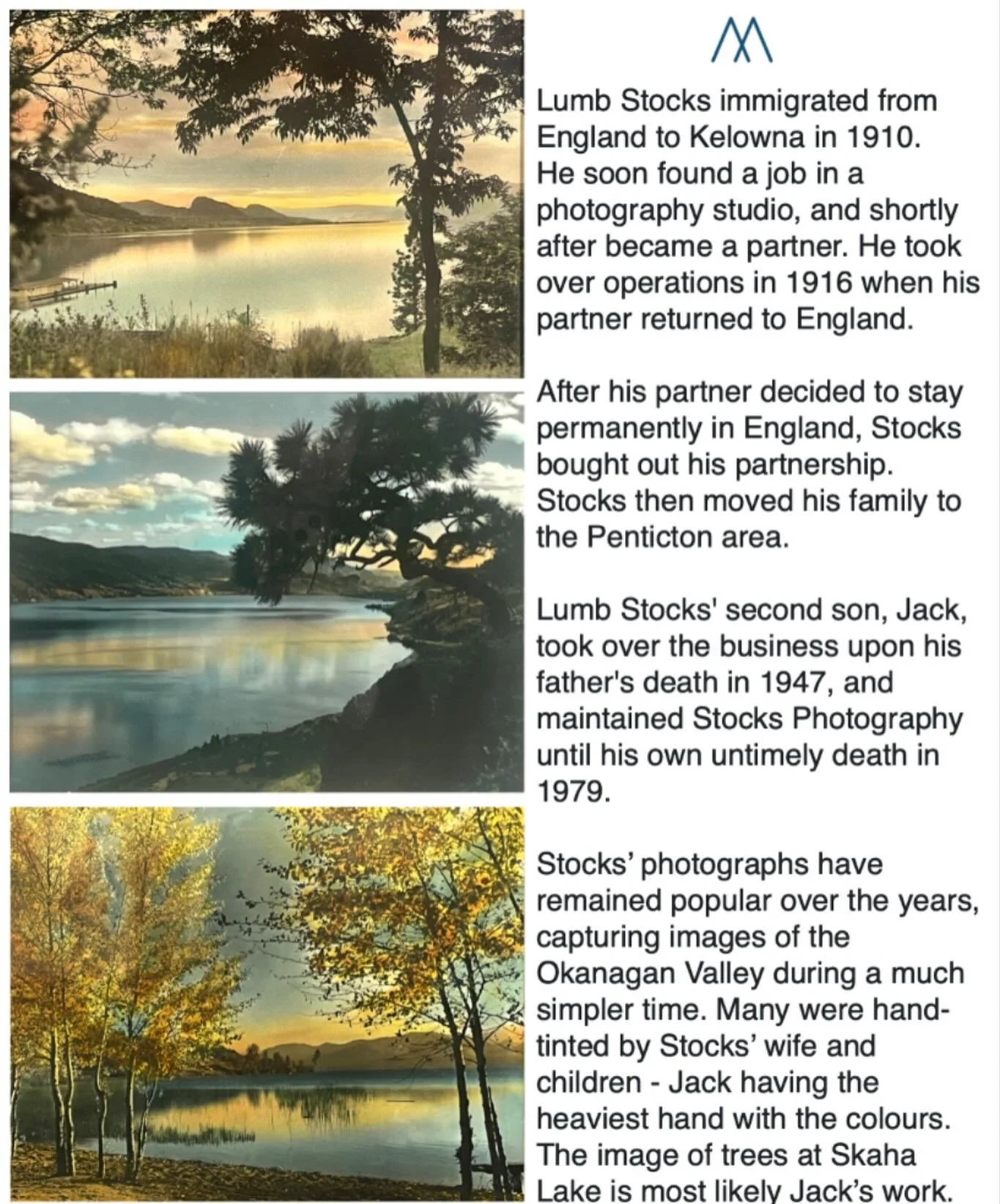 Stocks hand tinted photos of memorable views in the Okanagan and Penticton, featured in @4th.meridian.art.auctions current online auction. Bidding ends Sunday!