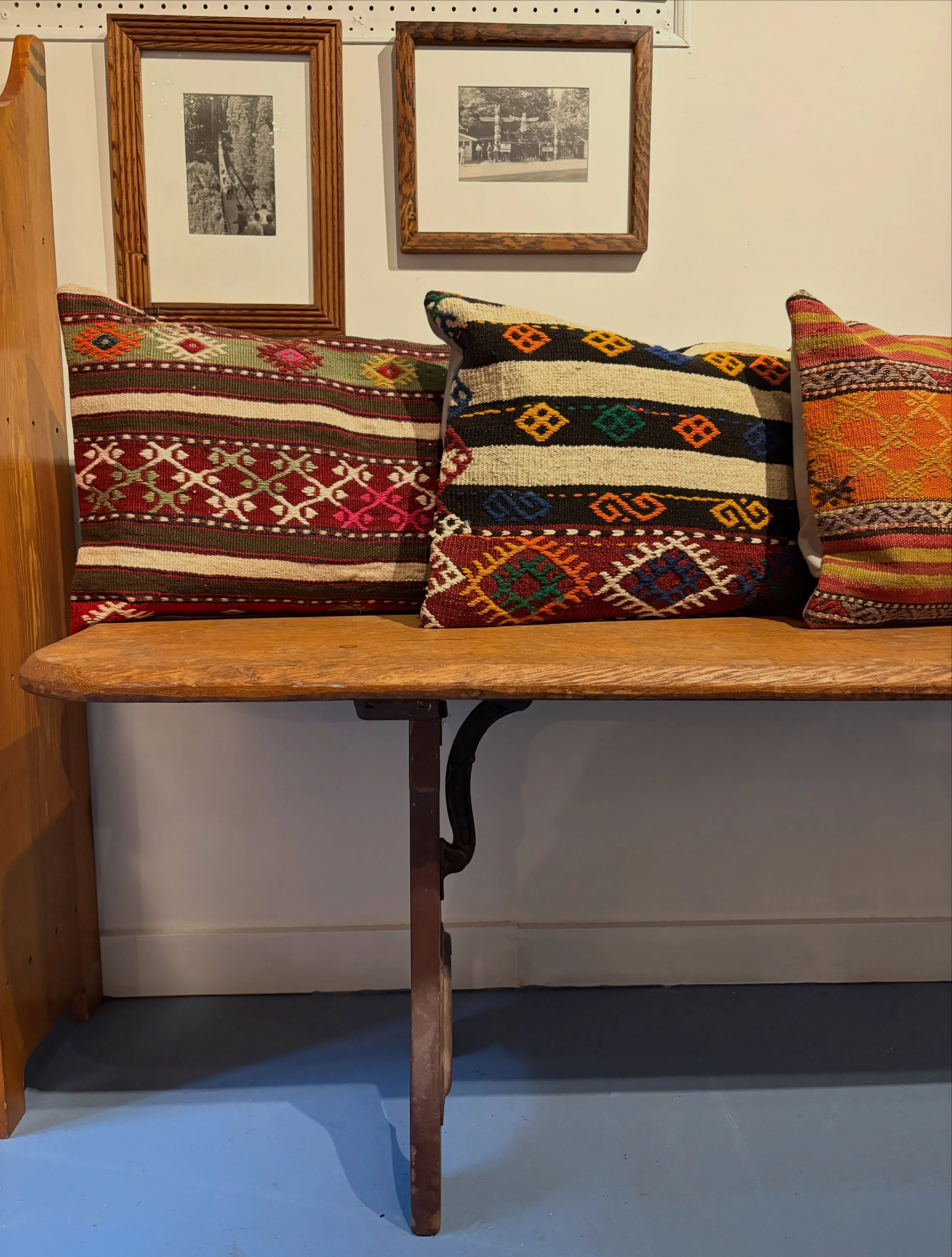 New (also it&rsquo;s old) in the shop: 
Milton Bradley Kindergarten bench, patented 1893. It&rsquo;s 8 feet long, solid, and excellent. 
More info on our website.