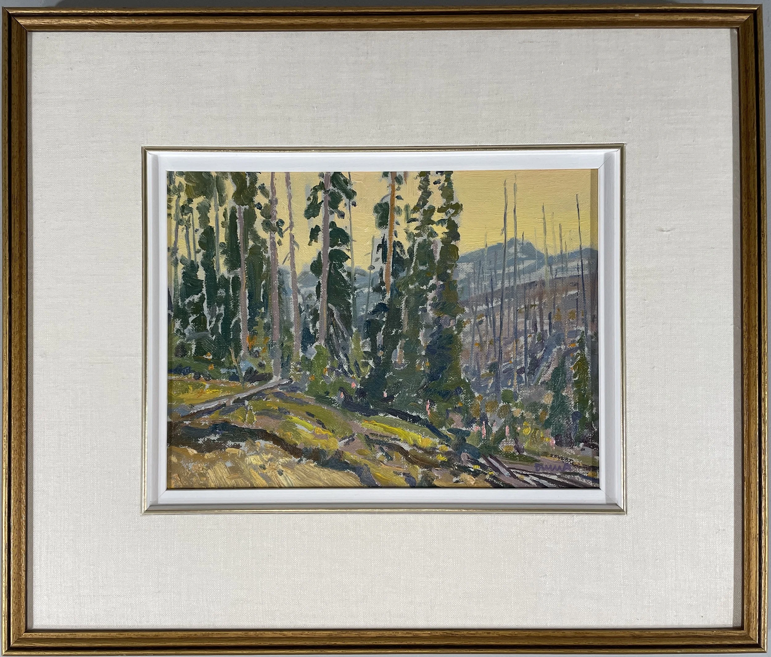BILL DUMA, Canadian (1936- ) oil on board, "Fireweed" 1974. Image 9" x 12" framed 17" x 20" SOLD