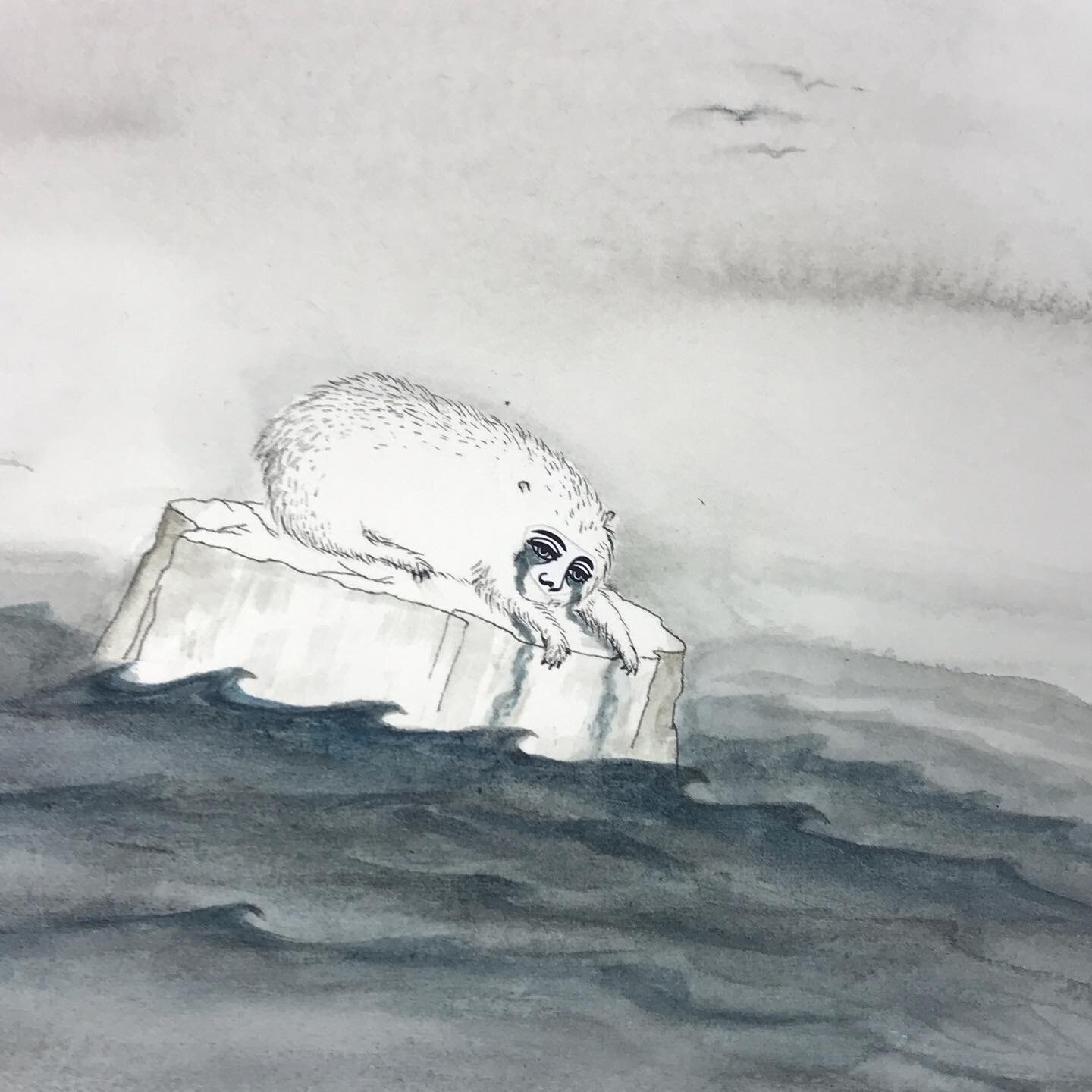 Does anyone feel like this today?! Ugh! I felt like I need to do something for good. This is for sale up in my webstore and 25% will go to the Environmental Protection Network. Do some good today!! #environmentalprotection #polarbear #help #artforgoo