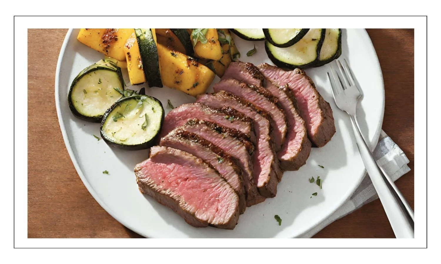Grilled Sirloin Steak With Squash And Zucchini