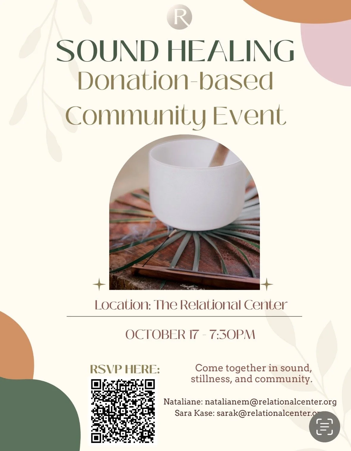 Sound Healing Community Event

Join us for a community sound healing event where we will gather in stillness to recharge and rejuvenate. Together we will enjoy a guided meditation, restorative sound bath, and a shared space for connection. All are we