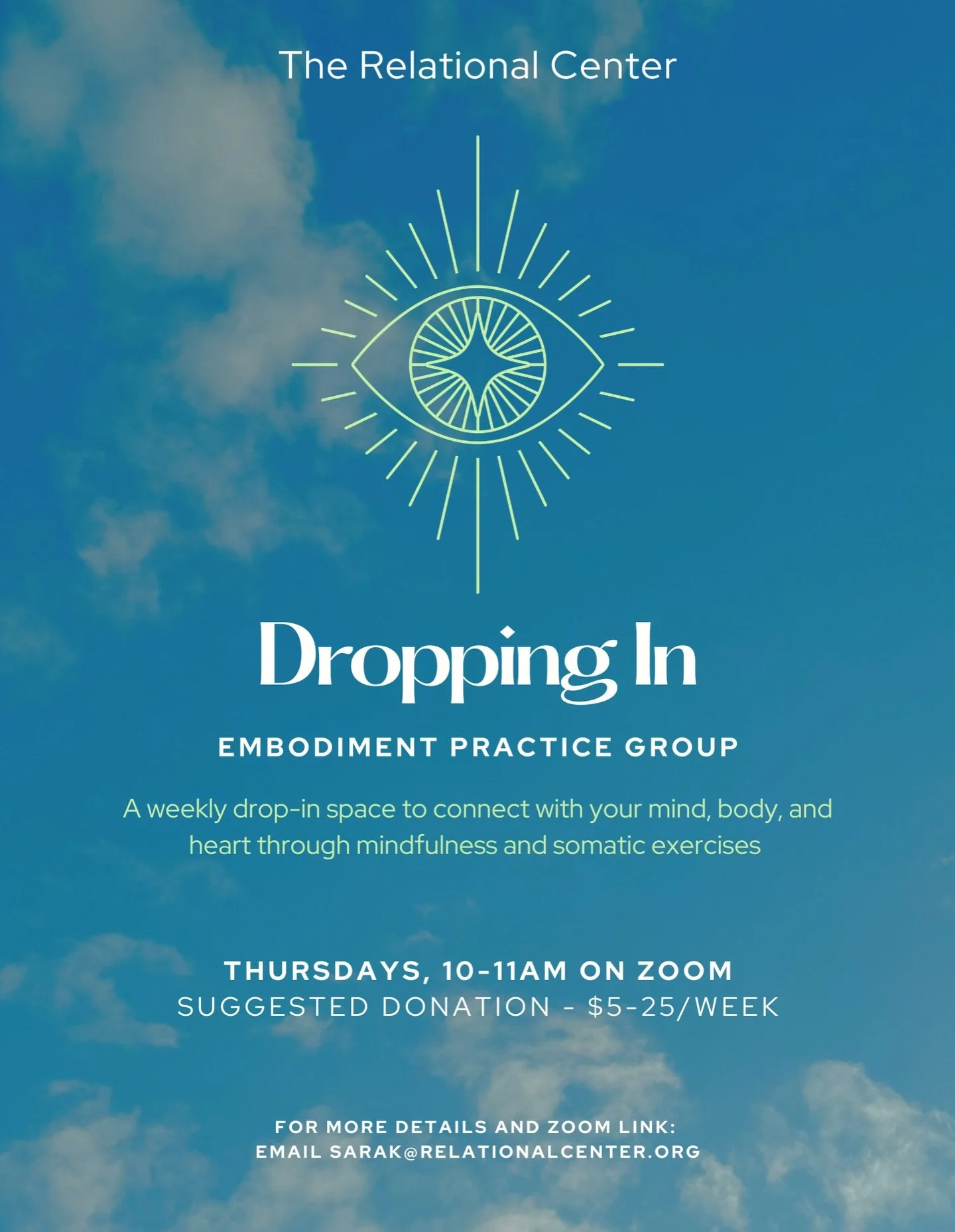 We&rsquo;re happy to announce the start of DROPPING IN, a virtual place to practice and explore different tools of embodiment, in a nurturing space.🌞

#therapy #embodiment #selfcare