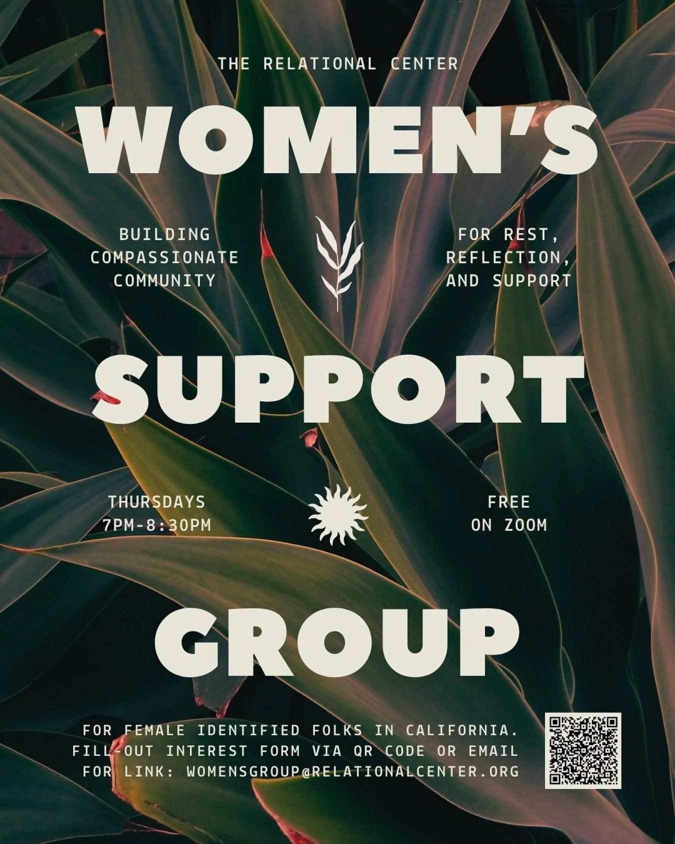 Women&rsquo;s Support Group tonight with Jillian and Nataliane. This is a space to slow down, be supported, and connect with one another in honesty and care. 

Whether you come to share, listen, reflect, or simply be present, your presence matters an