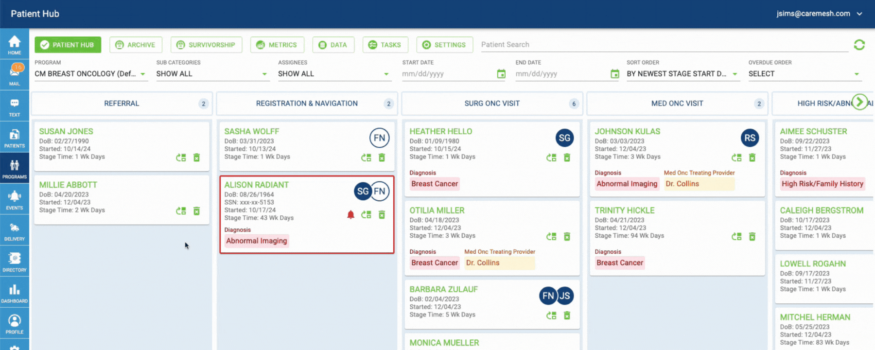 Healthcare communication platform interface showing real-time clinical collaboration
