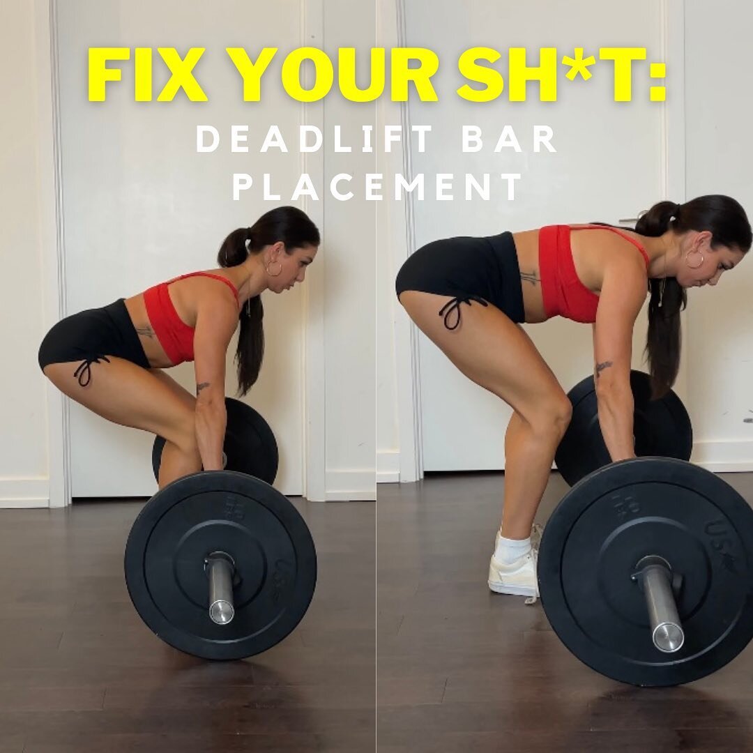 FIX YOUR SH!T: 

Today we are talking about a DEADLIFT BAR PLACEMENT!

The placement of the bar when you deadlift may seem like a simple step, when I am doing check-ins for clients new to the LWL programs I see this same mistake! It can be an easy on