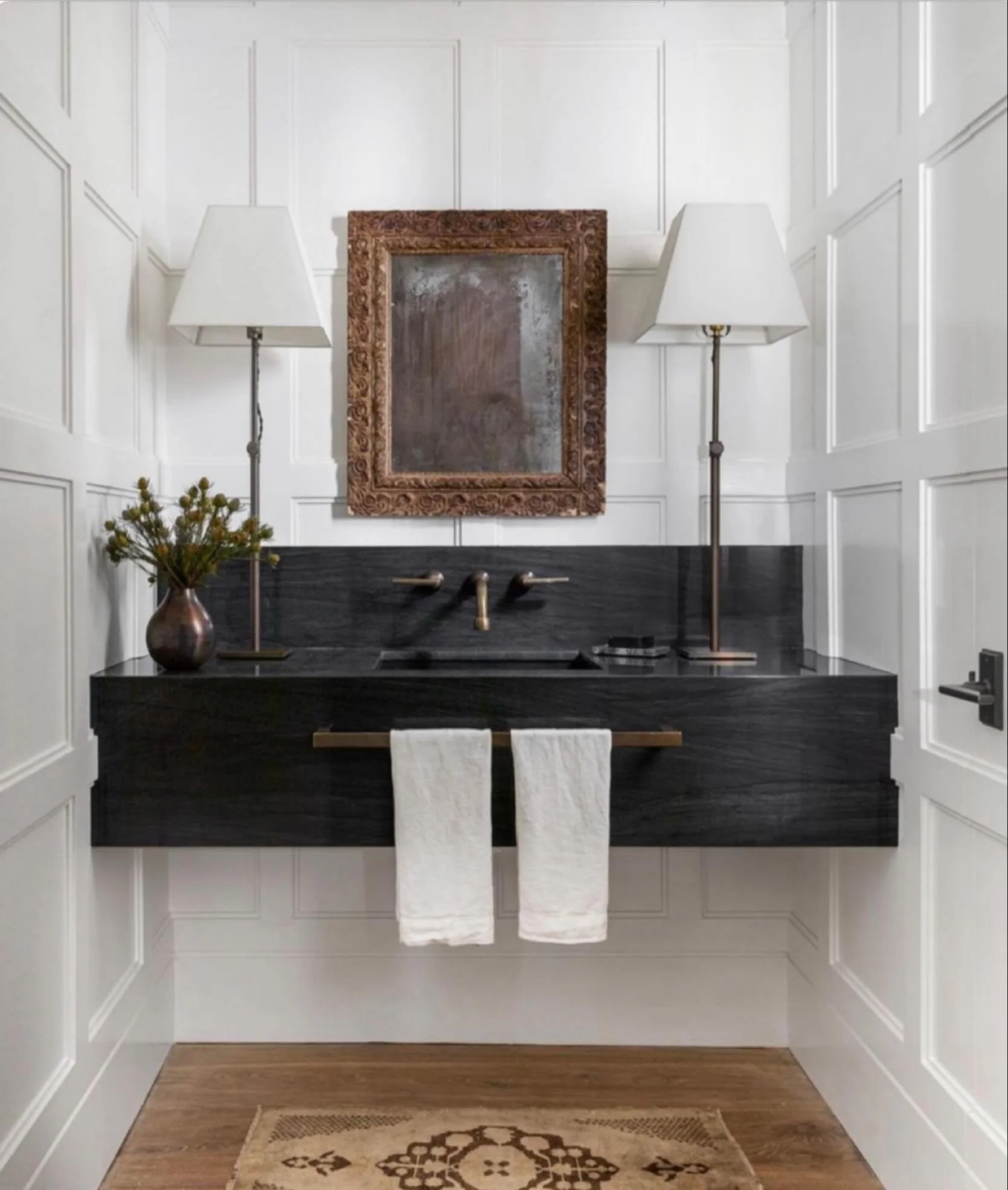 ✨I&rsquo;m in the design phase of a powder room project that kicks off in January of 2026, so when I ran across the picture of this vanity, I had to file it away with my other inspiration photos. Wow&hellip;what a great small space!  And imagine all 
