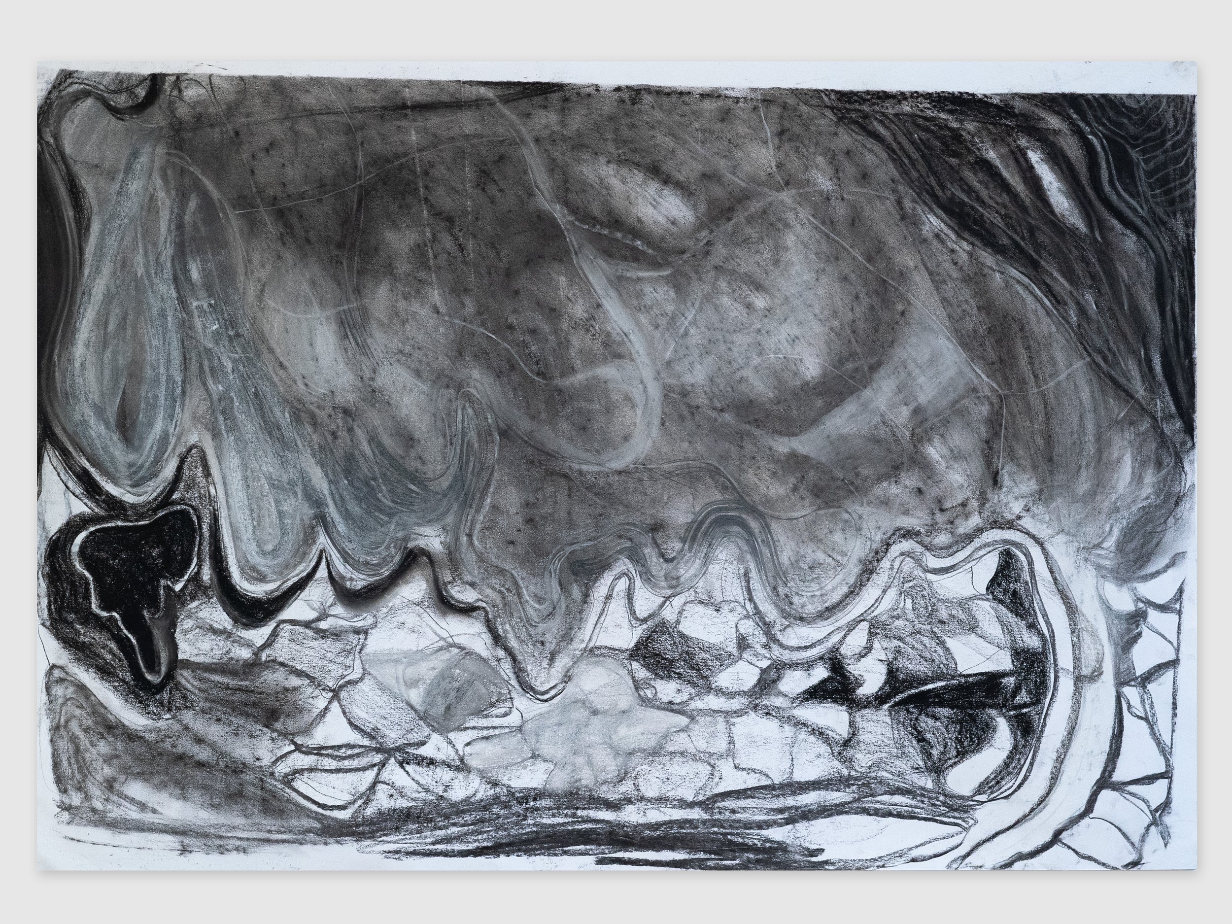 Ribble Valley (crop), charcoal and pastel on paper, 59.4 x 84.1 cm. 2022