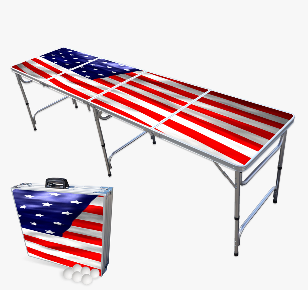 PartyPong 8 Foot Folding Portable Beer Pong Table w/ (6) Beer Pong Balls -  Beer Pong Edition