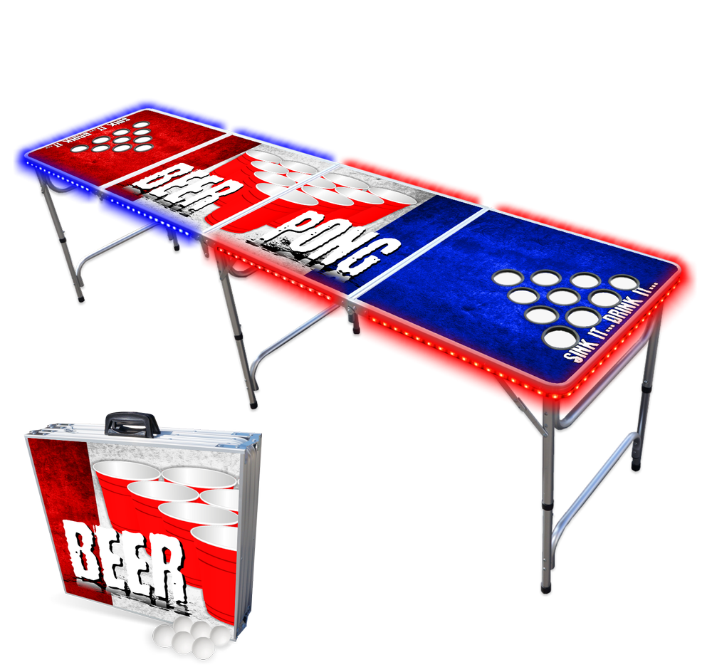 Backspin table de Beer Pong Set Lines, table en aluminium avec poignées de  transport, porte-gobelets, 50 red solo cups et 50 blue solo cups  originales