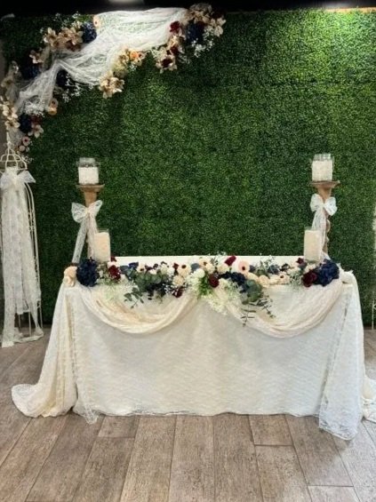 Decorated greenery backdrop
Custom options available 
Email for prices
