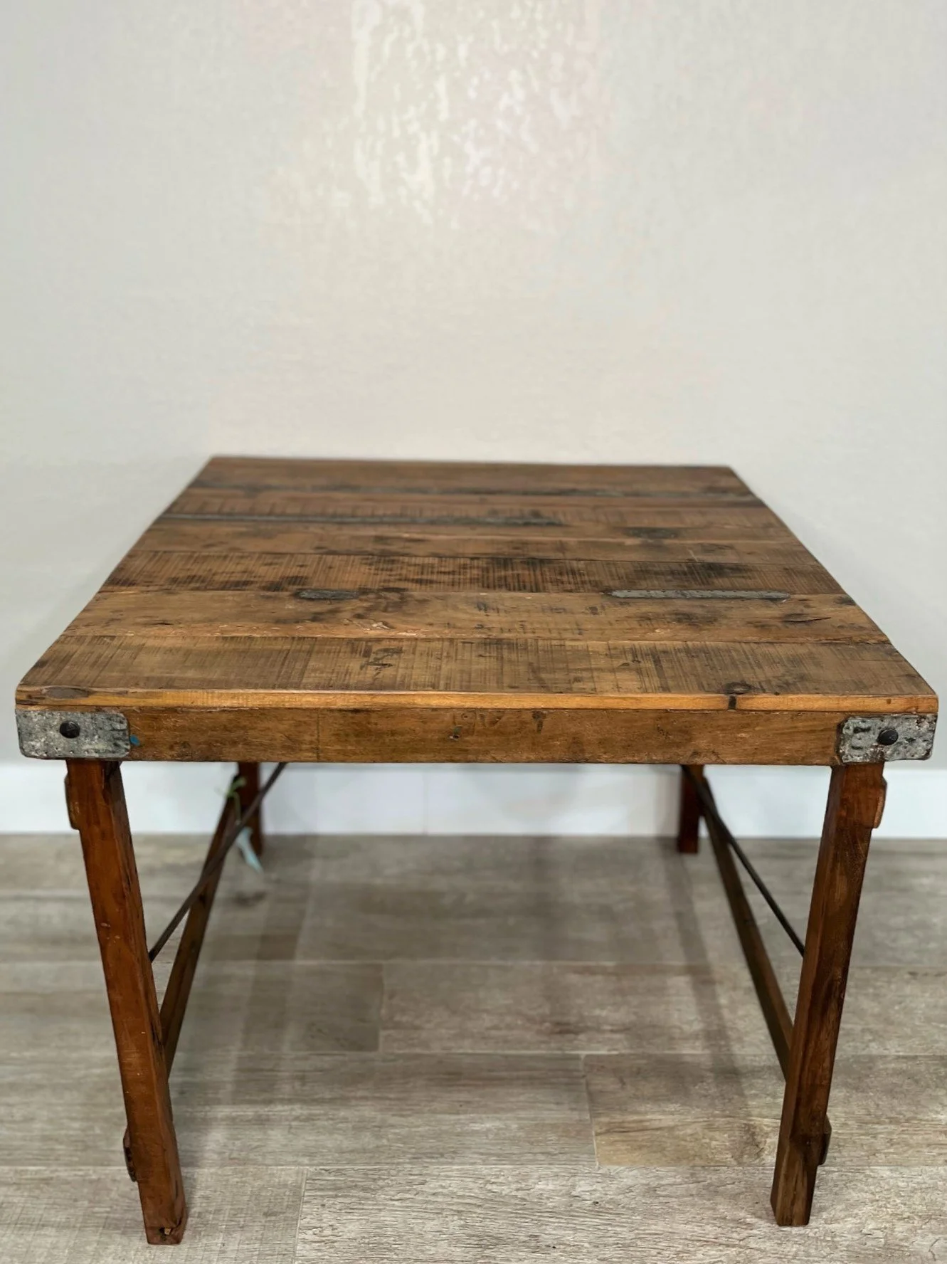 Wood Square Table with Metal Hardware
$50