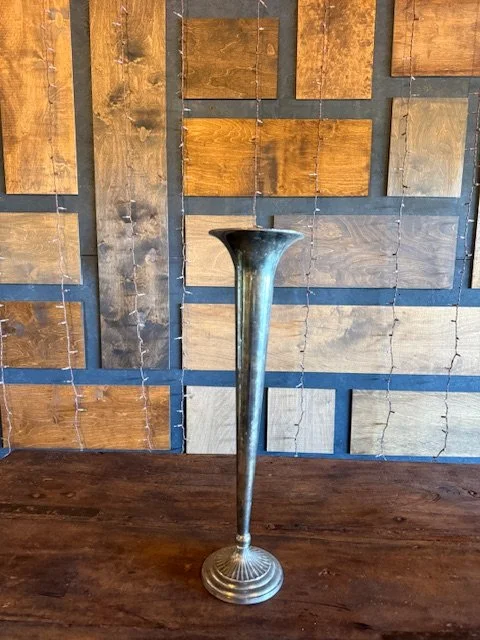 Antique silver trumpet vase