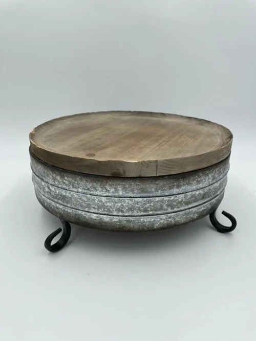 Wood & Tin Cake Server/Decor
(Available in 3 different sizes)
$7 each