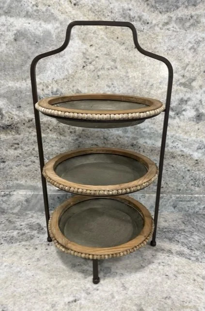 Wood & Black Metal Tri-Level Server w/Handle
$10