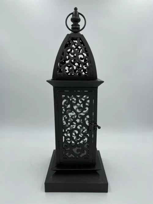 Ornate Black Metal Lantern
$10