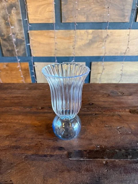 Fluted vase with blue base