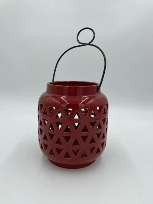 Red Cutout Ceramic Lantern
$6