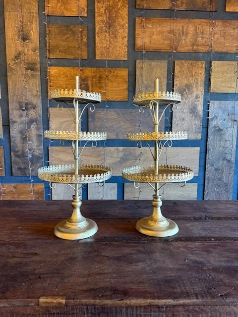 Set of 2 Gold 3 Tier Ornate Displays
