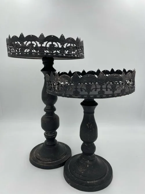 Black Metal & Wood Tall Décor Stands
$10 each