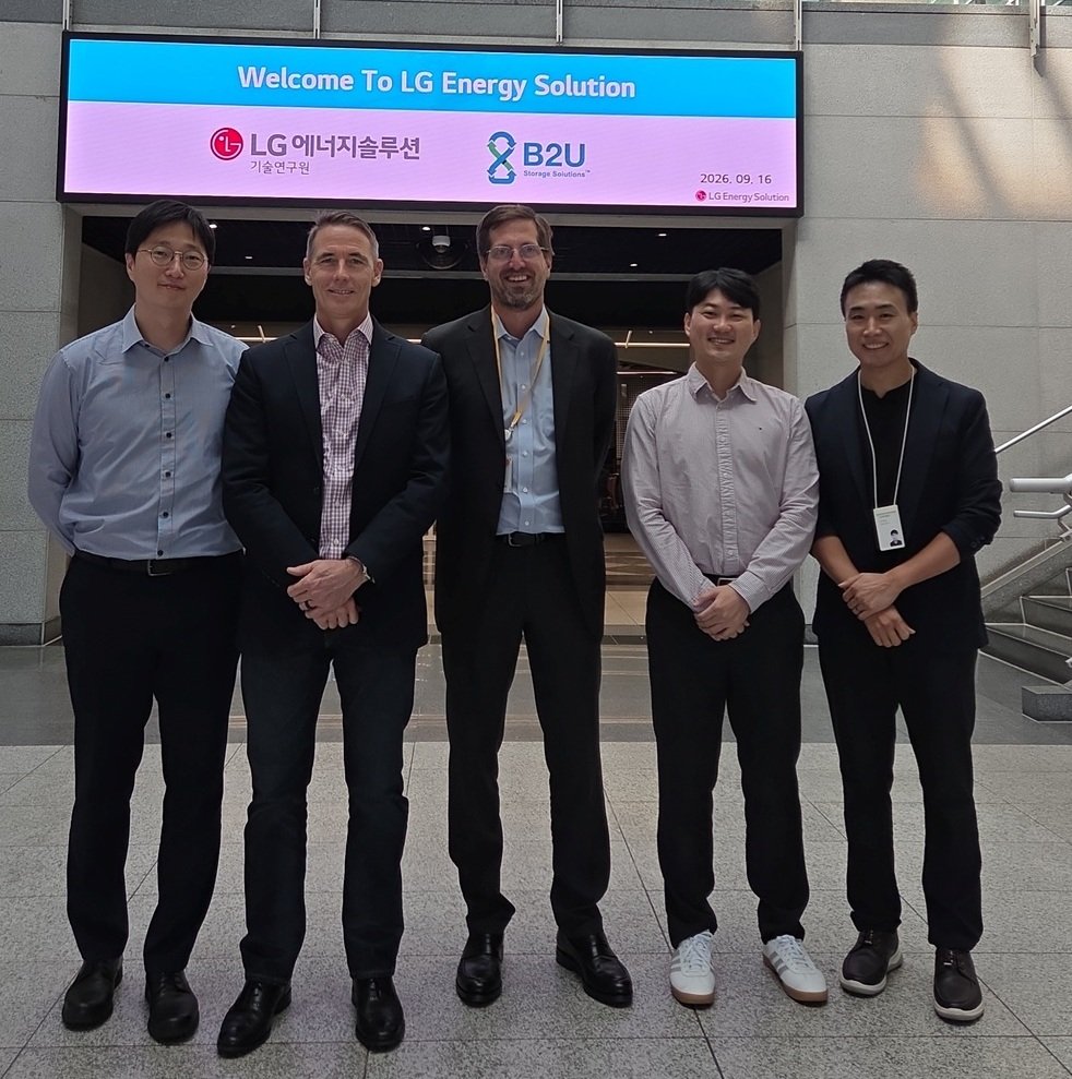 Sungsu Park, Robb McLarty, Freeman Hall, Chaho (Jack) Ahn, Jae Hun (Ryan) Lee meet at LG Energy Solution offices in South Korea