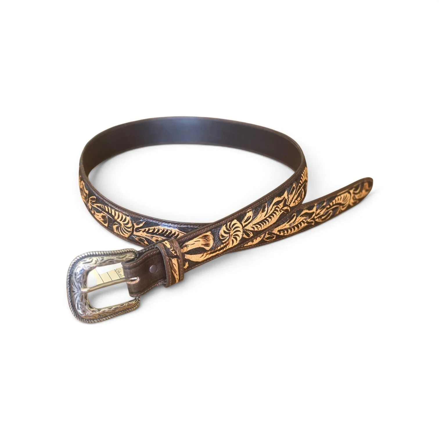 Brown Tooled Western Belt by Juan Antonio