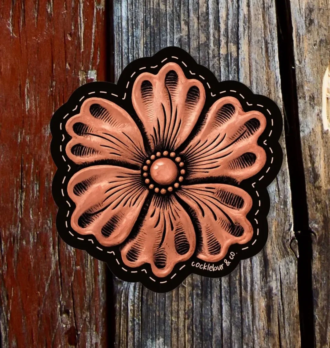 Tooled Leather Flower Sticker