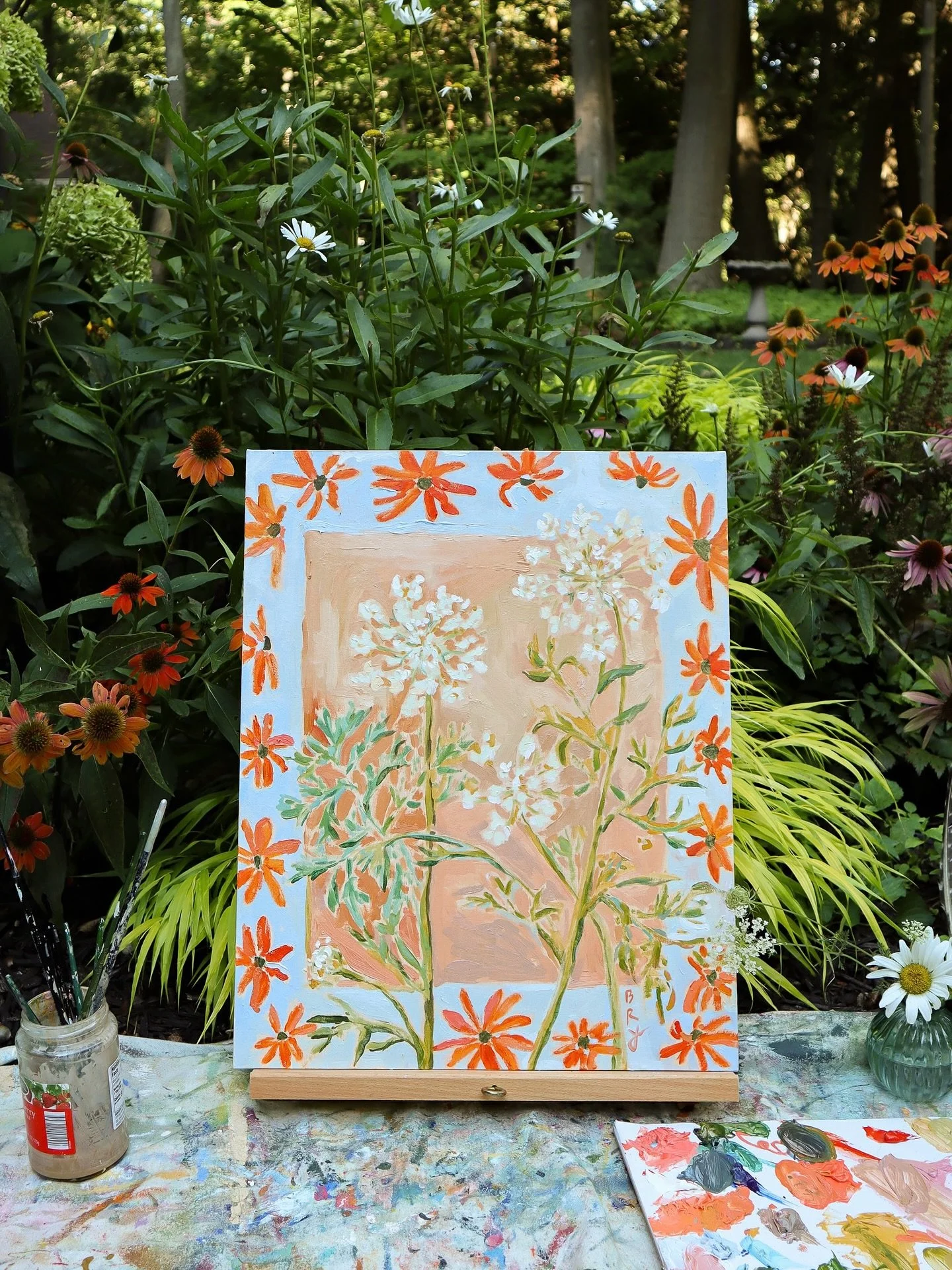 It&rsquo;s been a beautiful, wild and busy summer. With the kids home, I had to adjust where I worked and I found I wanted to be where they were: outside. 

I started painting outside in the garden while they rode bikes, played capture the flag, and 