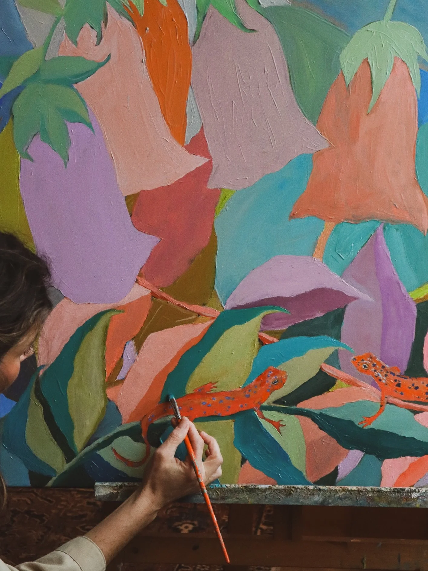 Snowed in all week with the kids home, plus more kids over, lived in the kitchen and painted a little. And today, a lovely watercolor class today at @kincoffeeandcrafthouse. Hope you&rsquo;re staying warm and if you figure out what salamanders do in 