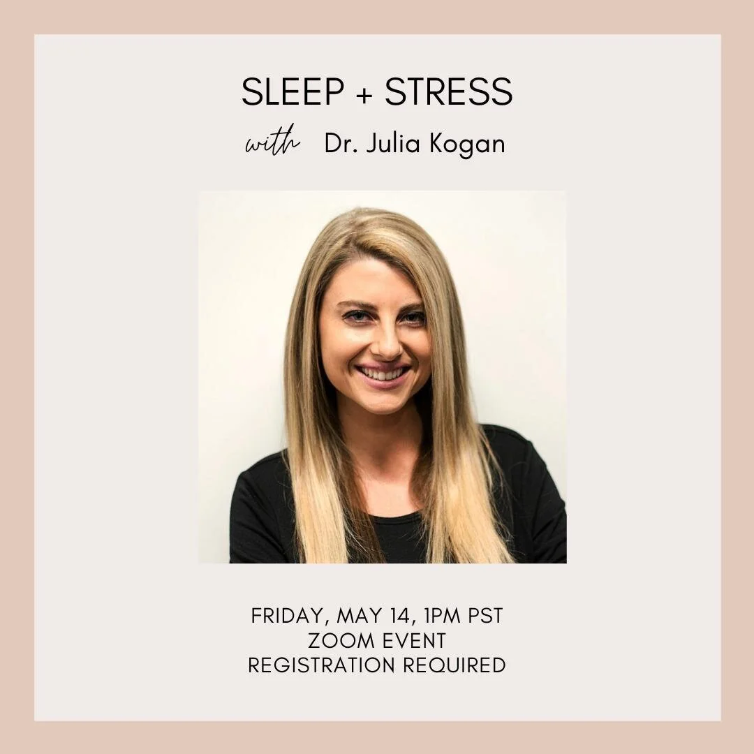 Dr. Julia Kogan (drjuliakogan), a health psychologist specializing in stress/anxiety, insomnia, and health behavior change, will be connecting with You Are Here on the relationship with sleep and stress!⁠
⁠
Do you see the correlation to sleeping more