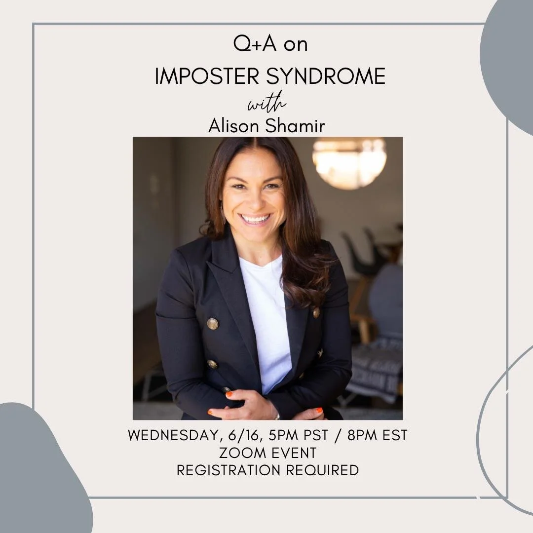 Alison Shamir is an Imposter Syndrome &amp; Confidence Expert, International Speaker, Career Coach and Media Contributor. ⁠
⁠
She will be answering YOUR questions on imposter syndrome. How common is it? Who does it effect? How can we overcome it?⁠
⁠
