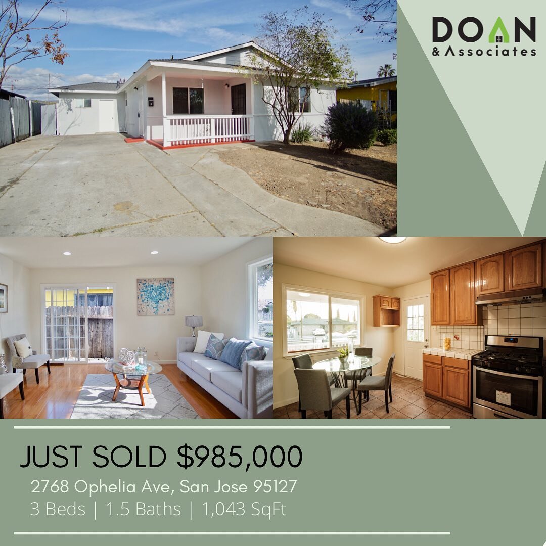 SOLD! 🏡
&mdash;&mdash;
📍2768 Ophelia Ave, San Jose 95122
&mdash;&mdash;
3BD | 1.5BA | 1043 SQFT
&mdash;&mdash;
Listed at $899,000
Sold at $985,000
&mdash;&mdash;
Affordable single-family home features a large lot with many features such as new comp